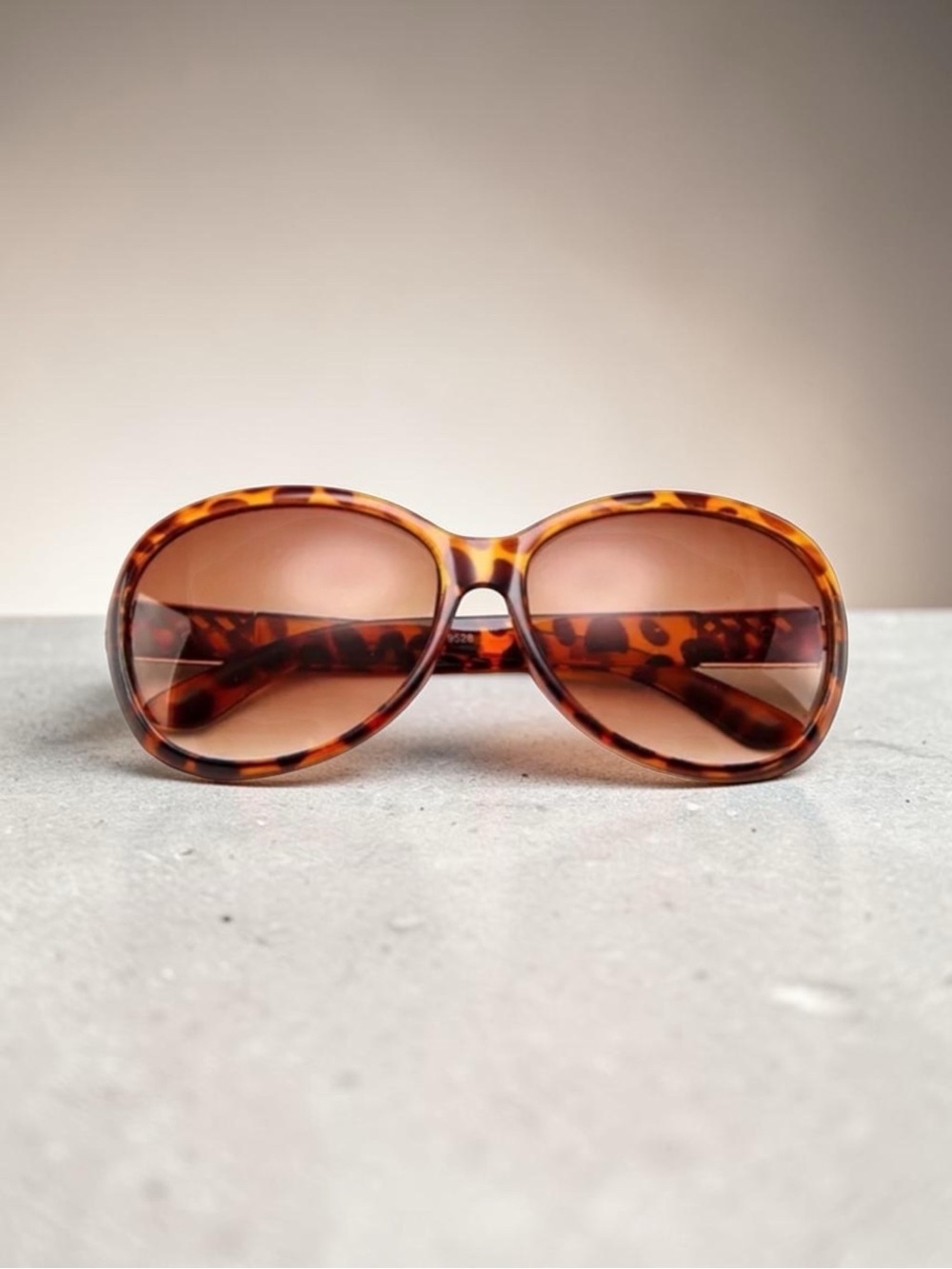Brown Leopard Print Round Polarized Oversized Sunglasses Nwt